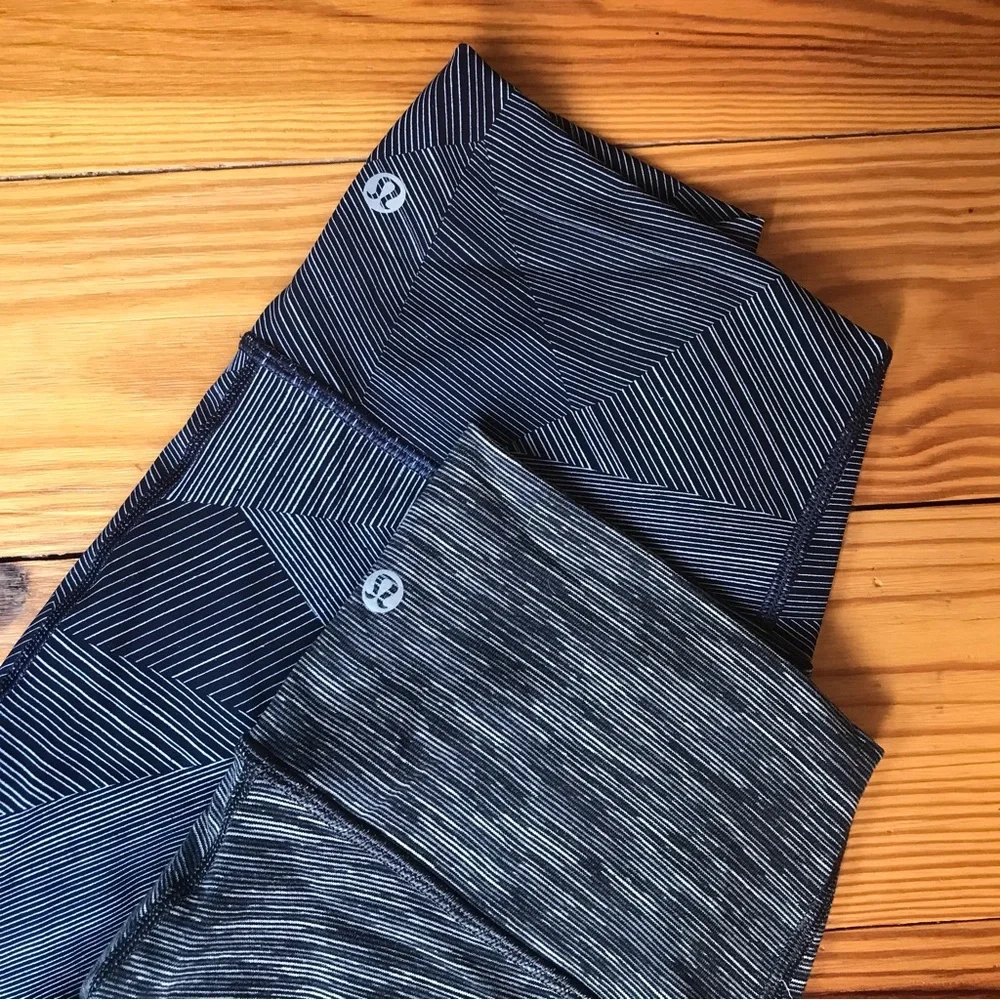 Lululemon Athletica Grey Navy Geometric Capris Leggings, EUC, 6 - Picture 3 of 14